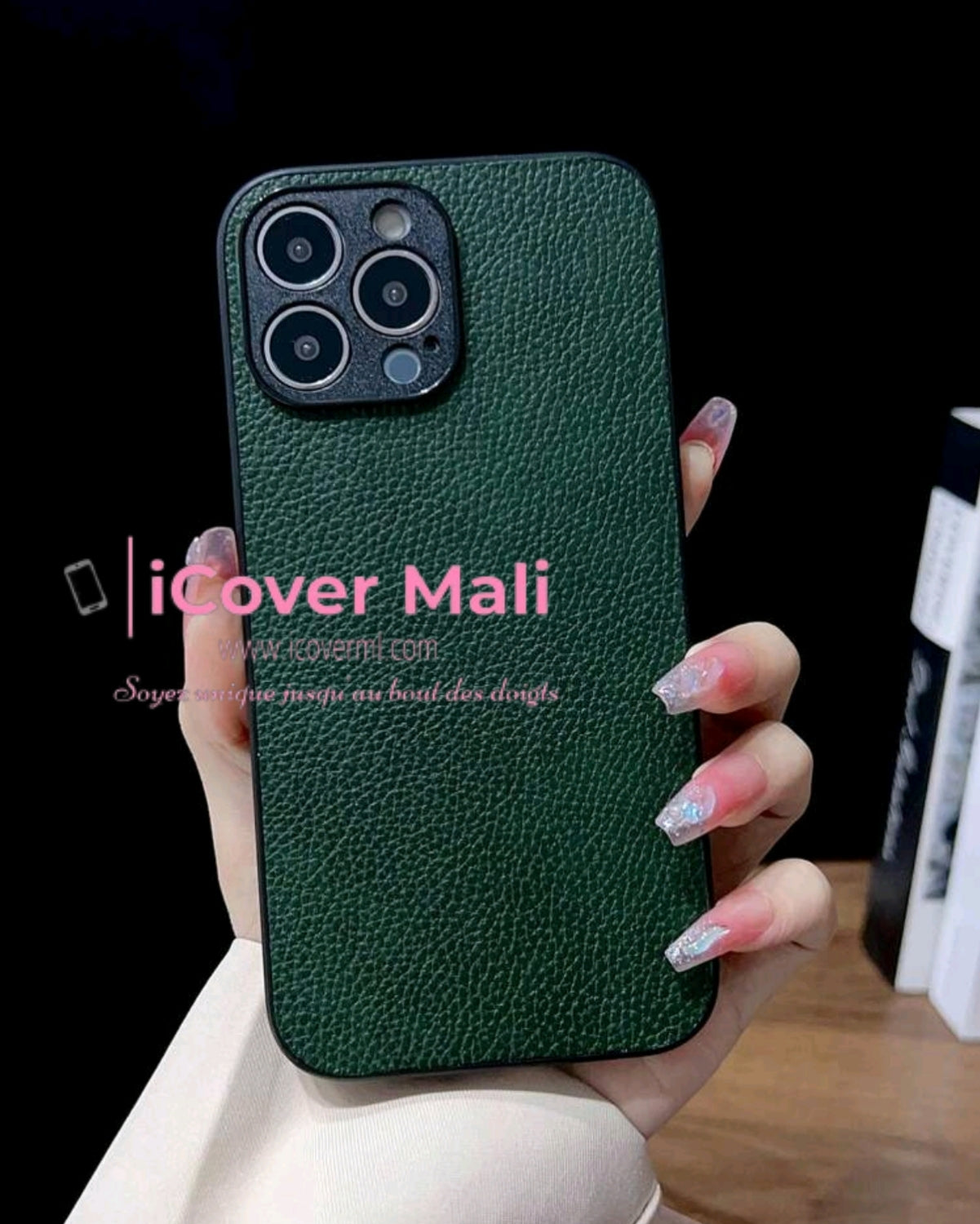 Coque simili cuir vert émeraude