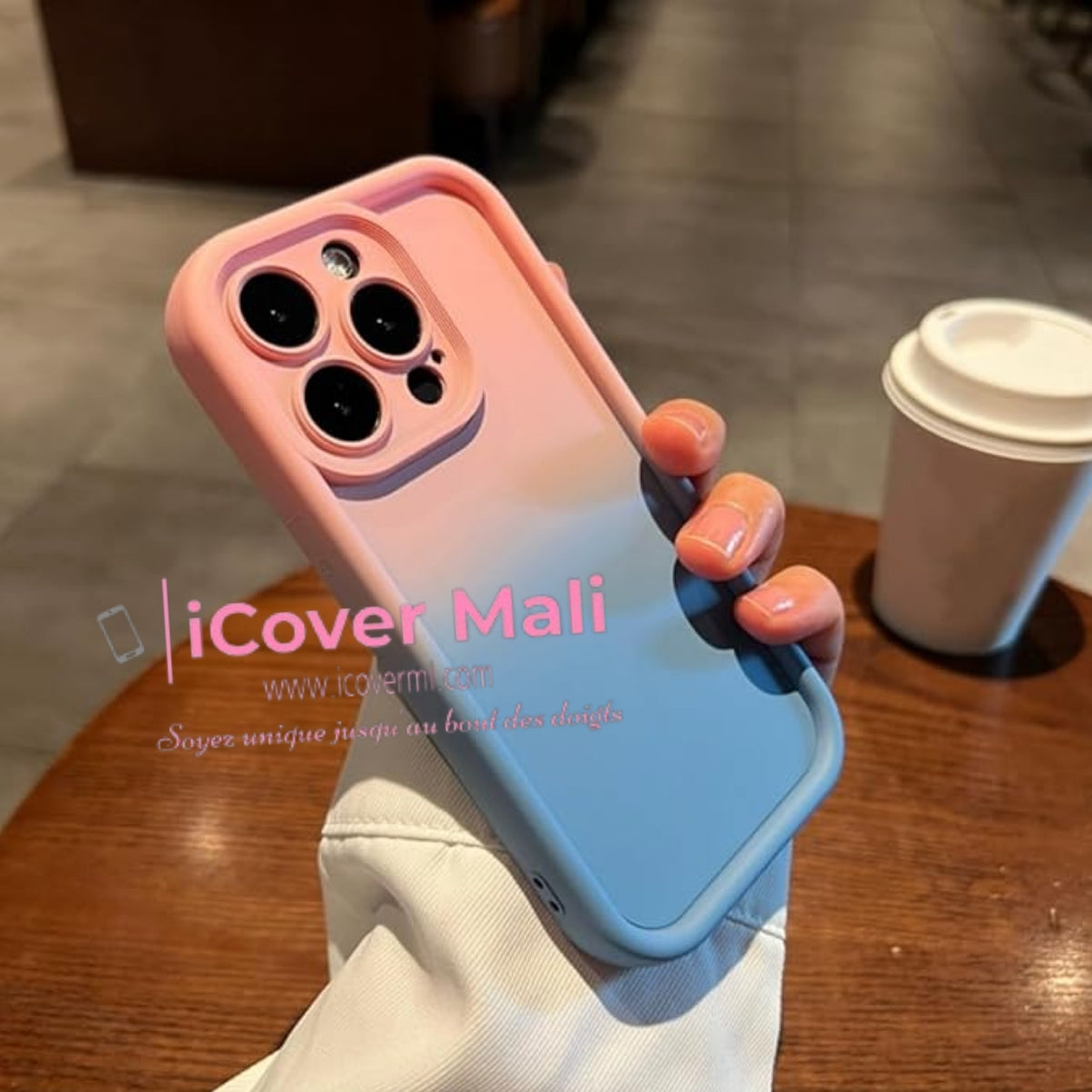 Coque rose bleue dégradée